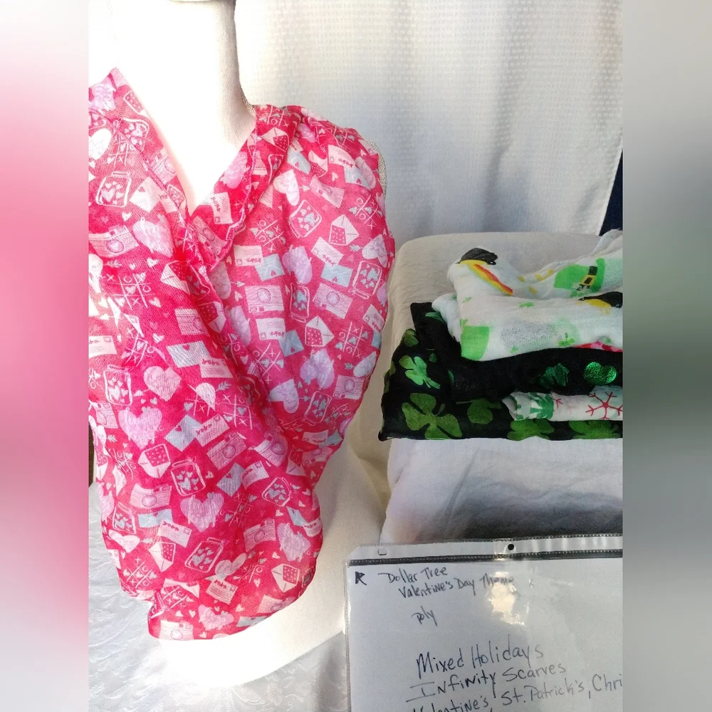 Holiday Infinity Scarf Scarves Lot of 6 Collection Bundle Holidays